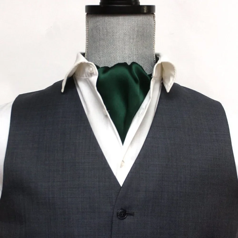 Silk Men's‎ Cravat Ascot Gift Box A196 Emerald green